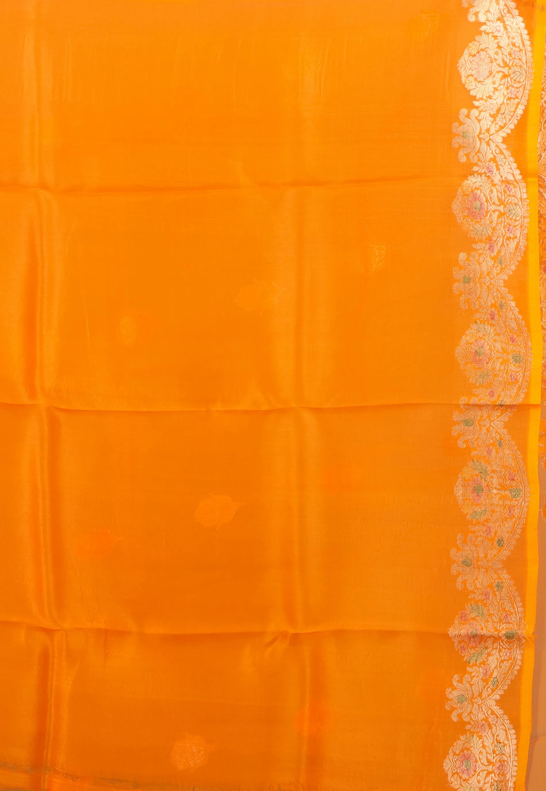 Mustard Yellow Pure Kora Silk Saree With Blouse Piece - Adi Akshoy & Co.
