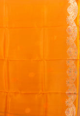Mustard Yellow Pure Kora Silk Saree With Blouse Piece - Adi Akshoy & Co.