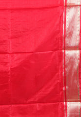 Off White with Red Border Katan Silk Saree With Blouse Piece - Adi Akshoy & Co.