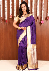 Purple Katan Silk Saree With Blouse Piece