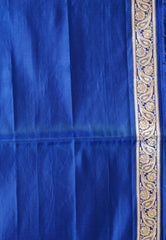 Royal Blue Wedding Banarasi Silk Saree with Blouse Piece