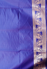 Dual shades of Purple and Blue Wedding Banarasi Silk Saree with Blouse Piece