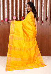 Yellow Katan Silk Saree With Blouse Piece