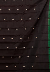 Red checks with Black Border Gadwal Pure Silk Saree With Blouse Piece