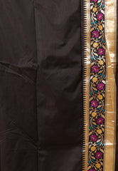 Mustard with Black Minakari Border Kanjivaram Silk Saree With Blouse Piece