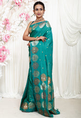 Sea Green Katan Silk Saree With Blouse Piece