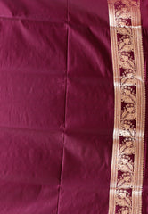 Purple Wedding Banarasi Silk Saree with Blouse Piece