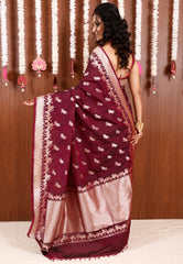 Magenta Katan Silk Saree With Blouse Piece