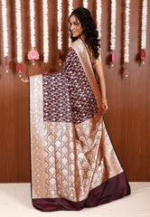 Garnet Wedding Banarasi Silk Saree with Blouse Piece