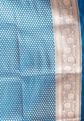 Feroza Blue Wedding Banarasi Silk Saree with Blouse Piece