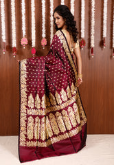 Magenta Wedding Banarasi Silk Saree with Blouse Piece