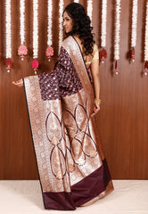 Garnet Wedding Banarasi Silk Saree with Blouse Piece