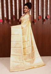 Golden Tissue Kanjivaram Pure Silk Saree With Blouse Piece