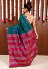 Peacock Blue  Katan Pure Silk Saree With Blouse Piece