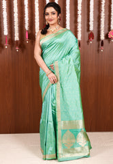 Sea Green Katan Pure Silk Saree With Blouse Piece