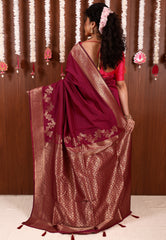 Magenta Katan Silk Saree With Blouse Piece