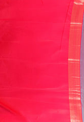 Dual shades of Purple and Blue with Rani Pink Border  Kanjivaram Silk Saree With Blouse Piece