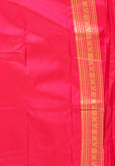 Yellow with Rani Pink Border Kanjivaram Silk Saree With Blouse Piece