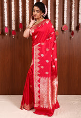 Rani Pink Katan Silk Saree With Blouse Piece