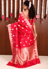 Rani Pink Katan Silk Saree With Blouse Piece