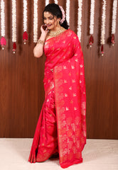 Rani Pink Katan Silk Saree With Blouse Piece