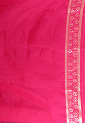 Cross Green with Rani Pink Border Kanjivaram Silk Saree With Blouse Piece