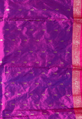 Feroza Blue with Rani Pink Border Katan Pure Silk Saree With Blouse Piece