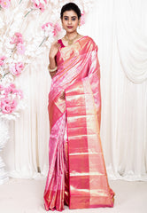 Rani Brocade with Rani Pink Border Tissue Kanjivaram Pure Silk Saree With Blouse Piece