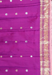 Yellow with Magenta Border Gadwal Pure Silk Saree With Blouse Piece