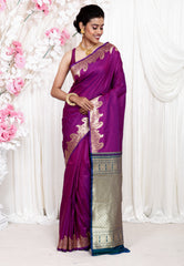 Purple Kanjivaram Silk Saree With Blouse Piece