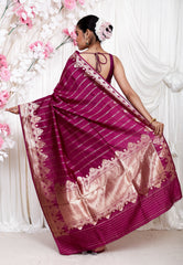 Magenta Katan Pure Silk Saree With Blouse Piece