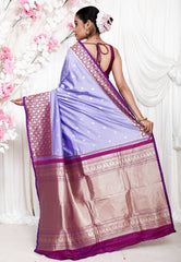 Mauve with Purple Border Kanjivaram Silk Saree With Blouse Piece