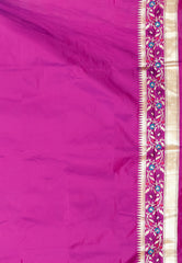 Cross Blue with Magenta Border Kanjivaram Silk Saree With Blouse Piece