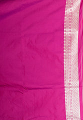 Cross Blue with Magenta Border Kanjivaram Silk Saree With Blouse Piece