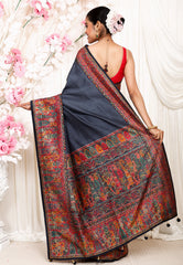 Grey Kani Silk Saree With Blouse Piece