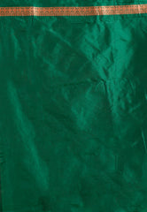 Bottle Green Kanjivaram Silk Saree With Blouse Piece