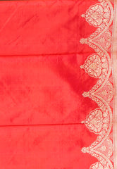 Dual shades of Orange and Red Katan Pure Silk Saree With Blouse Piece