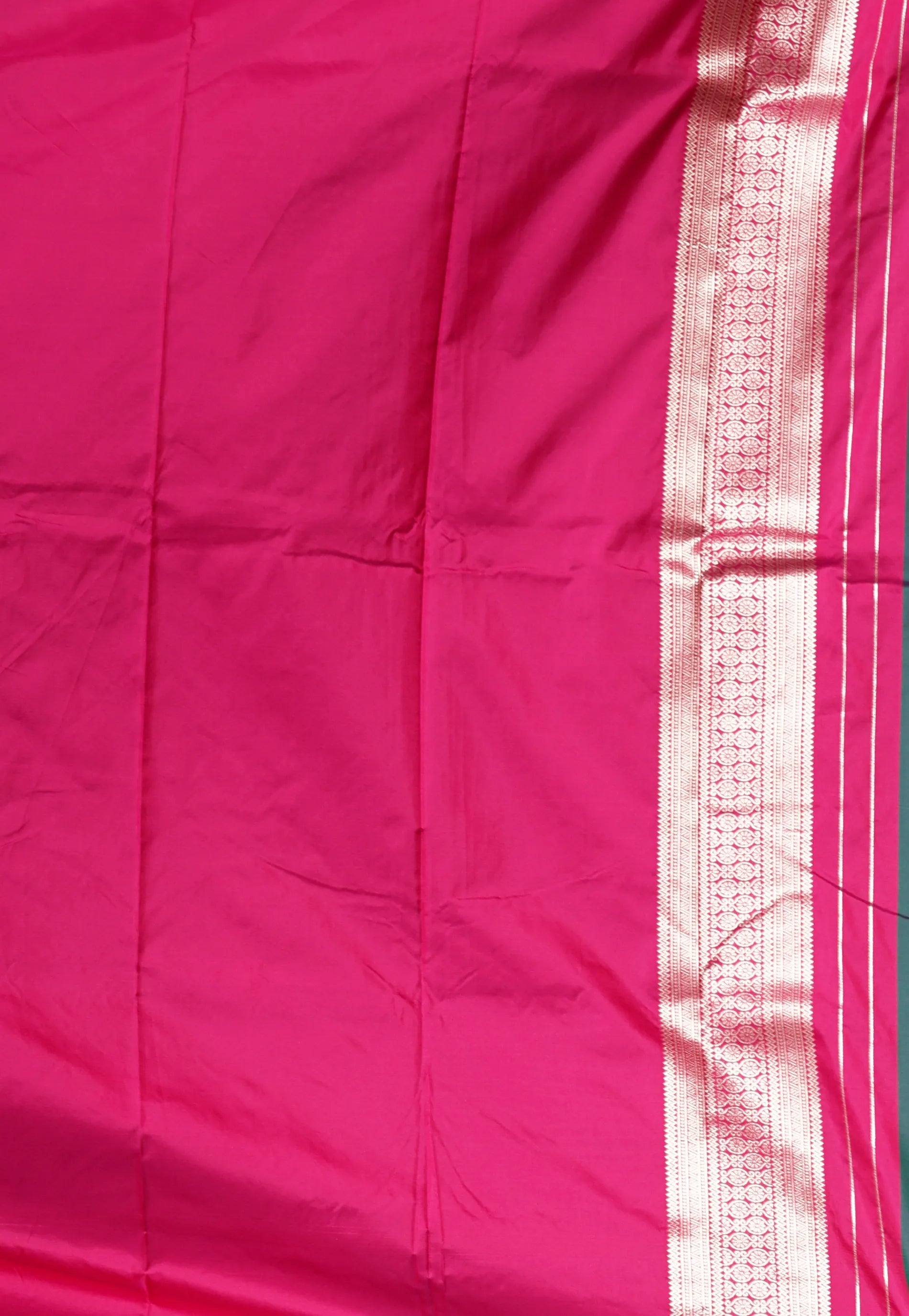 Cross Green with Rani Border Kanjivaram Silk Saree With Blouse Piece