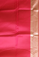 Lime Green with Rani Border Kanjivaram Silk Saree With Blouse Piece