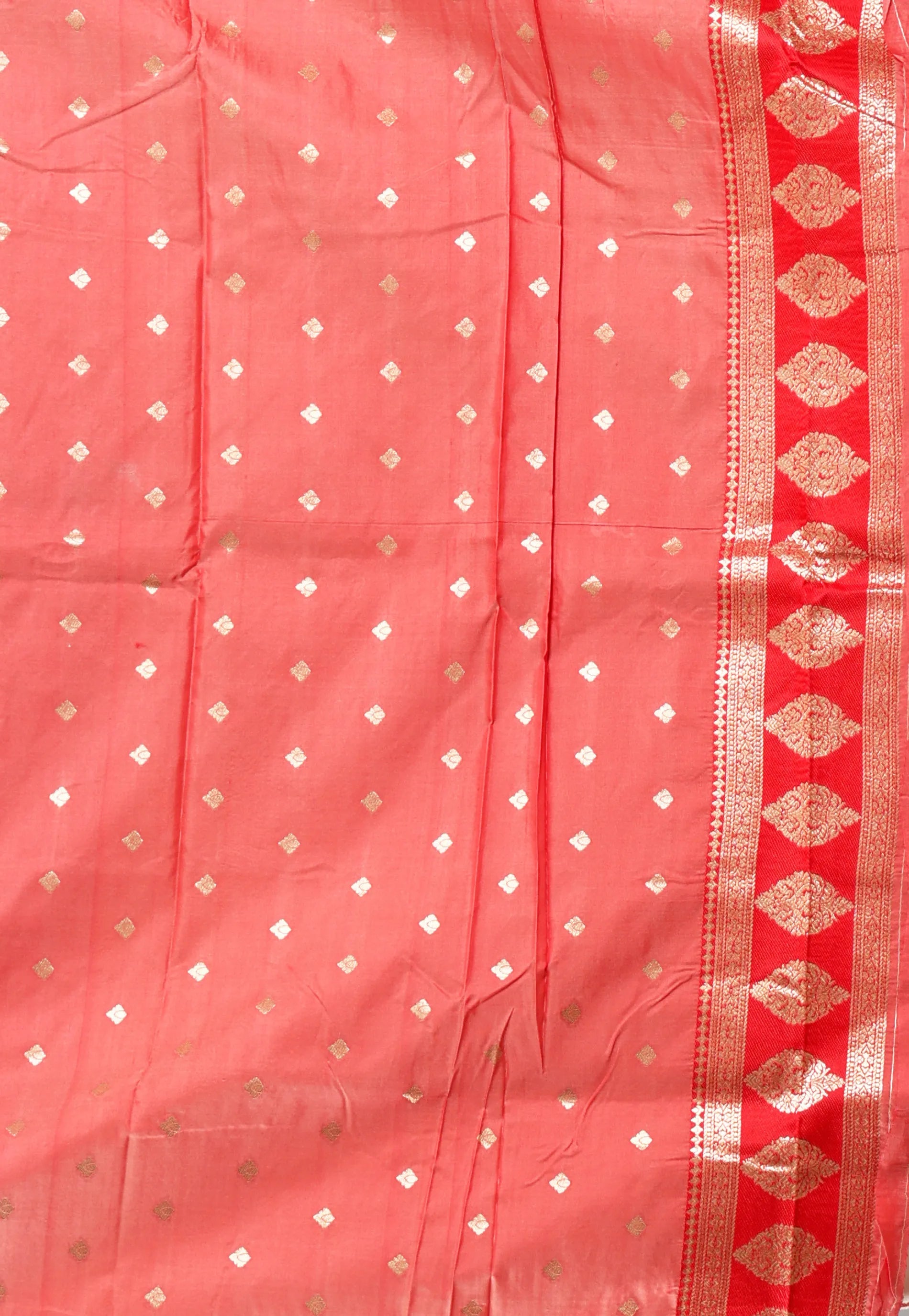 Offwhite with Red Border Kanjivaram Silk Saree With Blouse Piece