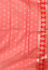 Offwhite with Red Border Kanjivaram Silk Saree With Blouse Piece