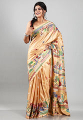 Tussar Colour Blended Silk Kantha Saree With Blouse Piece