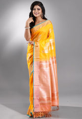 Yellow Tussar Silk Saree with Blouse Piece