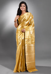 Golden Tissue Kanjivaram Silk Saree With Blouse Piece
