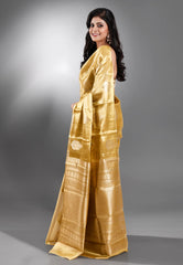 Golden Tissue Kanjivaram Silk Saree With Blouse Piece