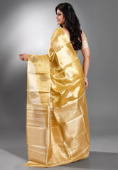 Golden Tissue Kanjivaram Silk Saree With Blouse Piece