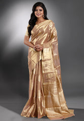 Golden Tissue Kanjivaram Silk Saree With Blouse Piece