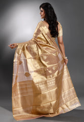 Golden Tissue Kanjivaram Silk Saree With Blouse Piece