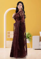Brown Dhakai Jamdani Cotton Saree without Blouse Piece