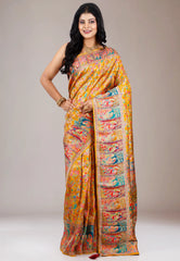 Mustard Kani Silk Saree With Blouse Piece